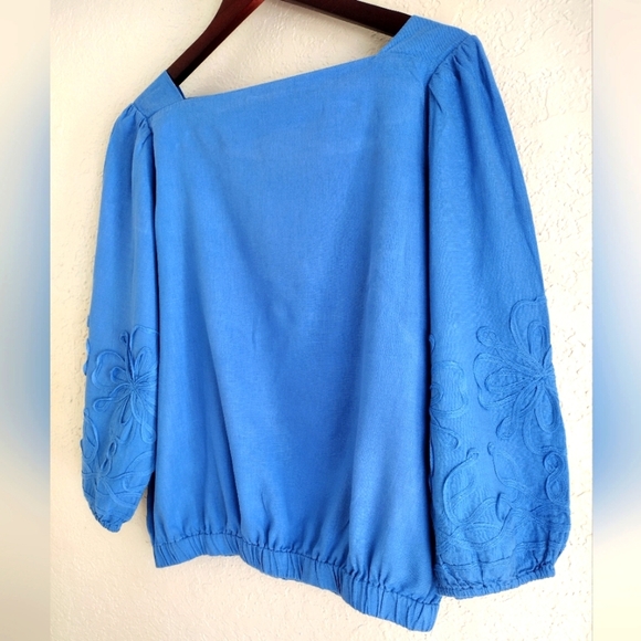 Ann Taylor Linen Blend Boatneck Blouse - Picture 4 of 8